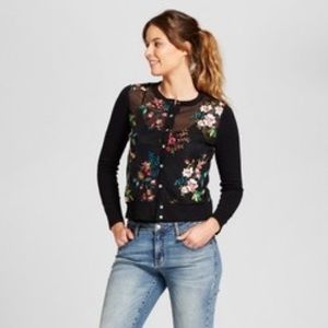 A New Day Embroidered Flower Black Cardigan